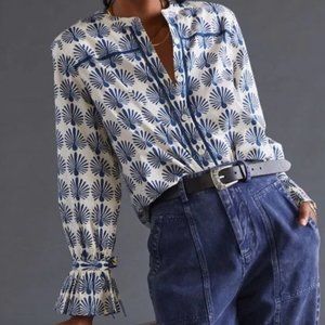 EUC Anthropologie Porridge Whimsy Button Down Blouse 2X